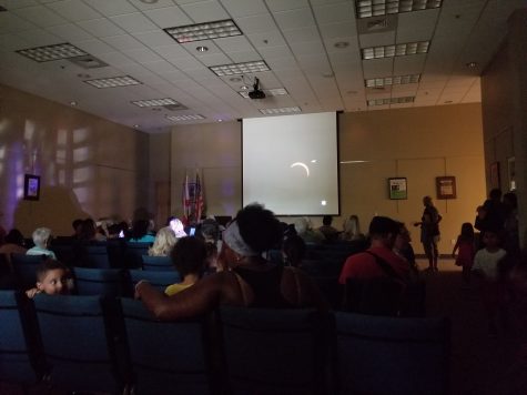 A live-stream of the solar eclipse was held inside of the library for those who didnt have the chance to get the proper glasses to view the eclipse.