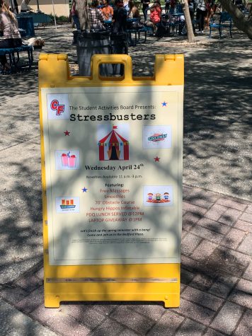 The flyer for stressbusters explaining everything that will be at the event.