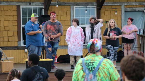 Daryl Kirby giving an encouraging speech and a final prayer before the haunt begin.