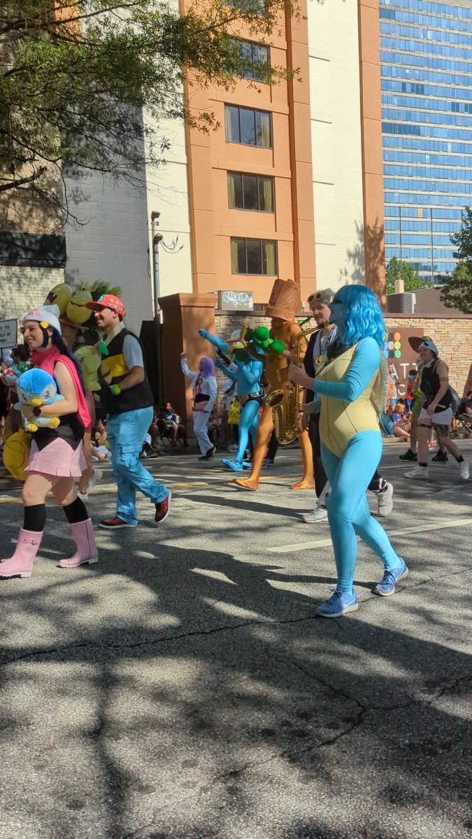 Convention attendees participating in the yearly parade associated with Dragon Con.