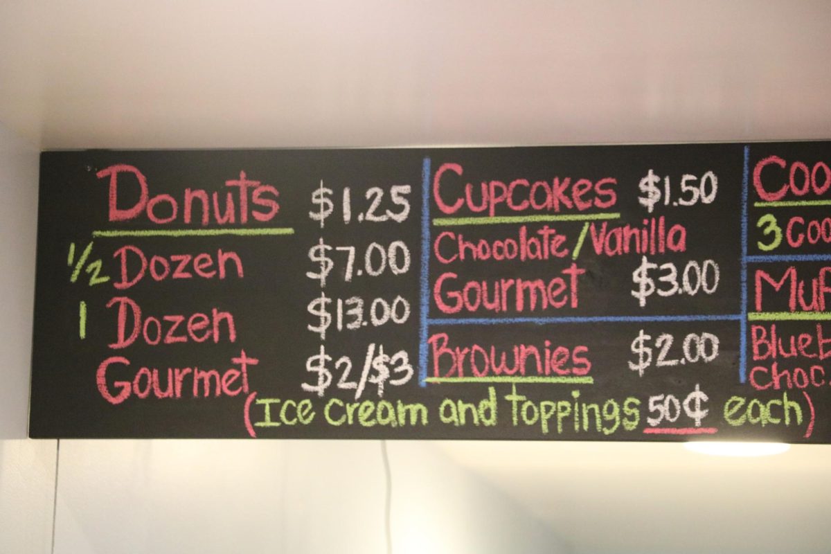 Sugar Moon Kingdom menu with a collection of their pastries, donuts and other treats with their associated prices.